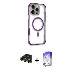 ieg™ iPhone 14 Pro Max Kılıf Eksen Klasik Koleksiyonu - Siyah Bilvis 5in1 3D Magic Cam Ekran Koruyucu + Raze Metal Kamera Lens - GD