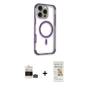 ieg™ iPhone 14 Pro Max Kılıf Eksen Klasik Koleksiyonu - Siyah Mat Seramik Nano Ekran Koruyucu + Bilvis Titan Kamera Lens - GS