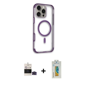ieg™ iPhone 14 Pro Max Kılıf Eksen Klasik Koleksiyonu - Siyah Polymer Nano Ekran Koruyucu + Bilvis Titan Kamera Lens - SH