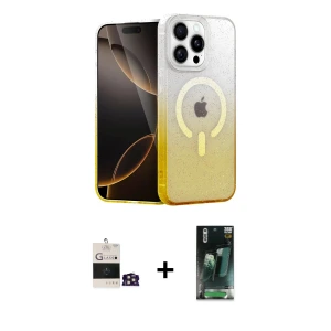 ieg™ iPhone 14 Pro Max Kılıf Eksen Minimal Özel Seri - Şeffaf 360 Full Body Arka Koruyucu + Bilvis Titan Kamera Lens - GD