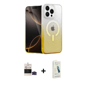ieg™ iPhone 14 Pro Max Kılıf Eksen Minimal Özel Seri - Şeffaf Pasifik Cam Ekran Koruyucu + Bilvis Titan Kamera Lens - SH