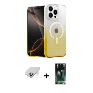 ieg™ iPhone 14 Pro Max Kılıf Eksen Minimal Özel Seri - Siyah 360 Mat Full Body Arka Koruyucu + Band Metal Kamera Lens - GD