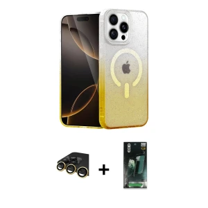 ieg™ iPhone 14 Pro Max Kılıf Eksen Minimal Özel Seri - Siyah 360 Mat Full Body Arka Koruyucu + Raze Metal Kamera Lens - GD