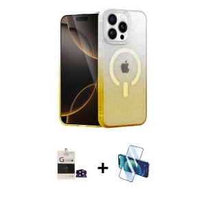 ieg™ iPhone 14 Pro Max Kılıf Eksen Minimal Özel Seri - Siyah 3D Antistatik Cam Ekran Koruyucu + Bilvis Titan Kamera Lens - SH