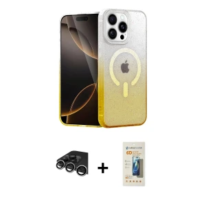 ieg™ iPhone 14 Pro Max Kılıf Eksen Minimal Özel Seri - Siyah 6D Mat Seramik Hayalet Nano Ekran Koruyucu + Raze Metal Kamera Lens - GS
