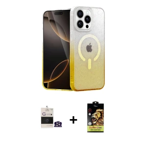 ieg™ iPhone 14 Pro Max Kılıf Eksen Minimal Özel Seri - Siyah Buffer Cam Ekran Koruyucu + Bilvis Titan Kamera Lens - GS