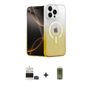 ieg™ iPhone 14 Pro Max Kılıf Eksen Minimal Özel Seri - Siyah Joko Magic 5D Hayalet Cam + Bilvis Titan Kamera Lens - GD
