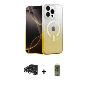 ieg™ iPhone 14 Pro Max Kılıf Eksen Minimal Özel Seri - Siyah Joko Magic 5D Hayalet Cam + Raze Metal Kamera Lens - GS