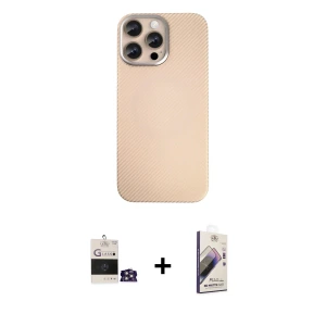 ieg™ iPhone 14 Pro Max Kılıf Eksen Prime - Siyah Bilvis 3D Mat Cam Ekran Koruyucu + Bilvis Titan Kamera Lens - GS