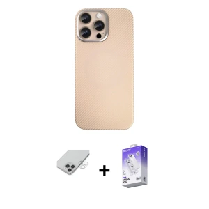 ieg™ iPhone 14 Pro Max Kılıf Eksen Prime - Siyah Bilvis 5in1 3D Magic Cam Ekran Koruyucu + Band Metal Kamera Lens - GS