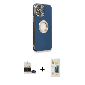 ieg™ iPhone 14 Pro Max Kılıf İz Form Serisi - Siyah 6D Mat Seramik Hayalet Nano Ekran Koruyucu + Bilvis Titan Kamera Lens - GD