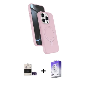 ieg™ iPhone 14 Pro Max Kılıf İz Işık Koleksiyonu - Siyah Bilvis 5in1 3D Magic Cam Ekran Koruyucu + Bilvis Titan Kamera Lens - GS