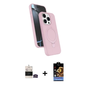 ieg™ iPhone 14 Pro Max Kılıf İz Işık Koleksiyonu - Siyah Buffer Hayalet Cam Ekran Koruyucu + Bilvis Titan Kamera Lens - GD