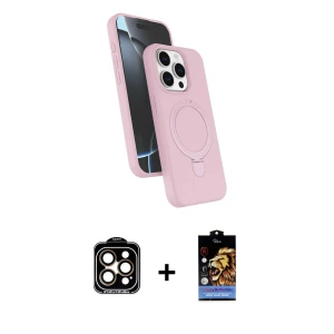 ieg™ iPhone 14 Pro Max Kılıf İz Işık Koleksiyonu - Siyah Buffer Hayalet Cam Ekran Koruyucu + PVD Metal Kamera Lens - TU