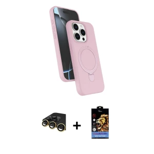ieg™ iPhone 14 Pro Max Kılıf İz Işık Koleksiyonu - Siyah Buffer Hayalet Cam Ekran Koruyucu + Raze Metal Kamera Lens - GD