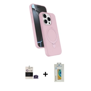 ieg™ iPhone 14 Pro Max Kılıf İz Işık Koleksiyonu - Siyah Polymer Nano Ekran Koruyucu + Bilvis Titan Kamera Lens - DNMR