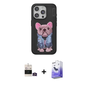 ieg™ iPhone 14 Pro Max Kılıf İz Minimal Koleksiyonu - Siyah Bilvis 5in1 5D Magic Hayalet Cam Ekran Koruyucu + Bilvis Titan Kamera Lens - GD