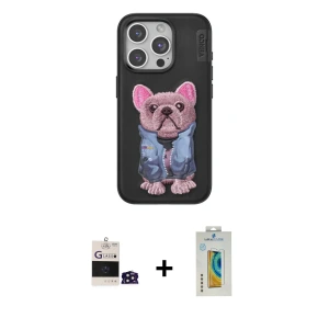 ieg™ iPhone 14 Pro Max Kılıf İz Minimal Koleksiyonu - Siyah Polymer Nano Ekran Koruyucu + Bilvis Titan Kamera Lens - DNMR