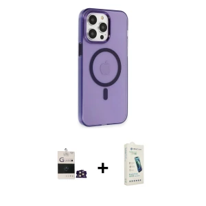 ieg™ iPhone 14 Pro Max Kılıf Kıvılcım Asil Özel Seri - Şeffaf Pasifik Cam Ekran Koruyucu + Bilvis Titan Kamera Lens - GD