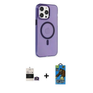 ieg™ iPhone 14 Pro Max Kılıf Kıvılcım Asil Özel Seri - Siyah 18D Cam Ekran Koruyucu + Bilvis Titan Kamera Lens - GD