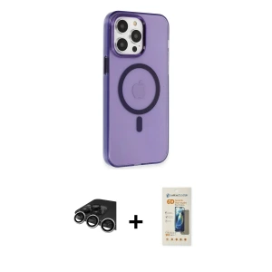 ieg™ iPhone 14 Pro Max Kılıf Kıvılcım Asil Özel Seri - Siyah 6D Mat Seramik Hayalet Nano Ekran Koruyucu + Raze Metal Kamera Lens - GS