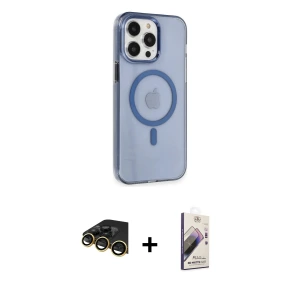 ieg™ iPhone 14 Pro Max Kılıf Kıvılcım Asil Özel Seri - Siyah Bilvis 3D Mat Cam Ekran Koruyucu + Raze Metal Kamera Lens - GD