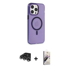 ieg™ iPhone 14 Pro Max Kılıf Kıvılcım Asil Özel Seri - Siyah Bilvis 3D Mat Cam Ekran Koruyucu + Raze Metal Kamera Lens - GS