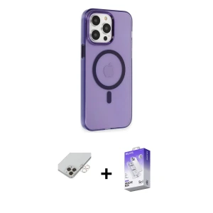 ieg™ iPhone 14 Pro Max Kılıf Kıvılcım Asil Özel Seri - Siyah Bilvis 5in1 3D Magic Cam Ekran Koruyucu + Band Metal Kamera Lens - GD