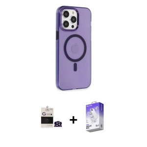 ieg™ iPhone 14 Pro Max Kılıf Kıvılcım Asil Özel Seri - Siyah Bilvis 5in1 3D Magic Cam Ekran Koruyucu + Bilvis Titan Kamera Lens - DNMR