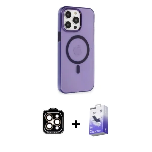 ieg™ iPhone 14 Pro Max Kılıf Kıvılcım Asil Özel Seri - Siyah Bilvis 5in1 5D Magic Hayalet Cam Ekran Koruyucu + PVD Metal Kamera Lens - TU