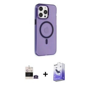 ieg™ iPhone 14 Pro Max Kılıf Kıvılcım Asil Özel Seri - Siyah Bilvis 5in1 5D Magic Hayalet Cam Ekran Koruyucu + Bilvis Titan Kamera Lens - GS