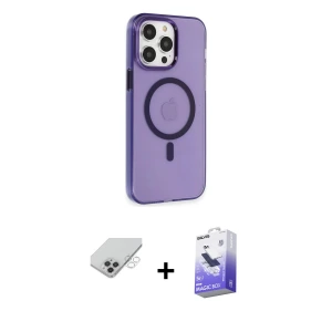 ieg™ iPhone 14 Pro Max Kılıf Kıvılcım Asil Özel Seri - Siyah Bilvis 5in1 5D Magic Hayalet Cam Ekran Koruyucu + Band Metal Kamera Lens - GS