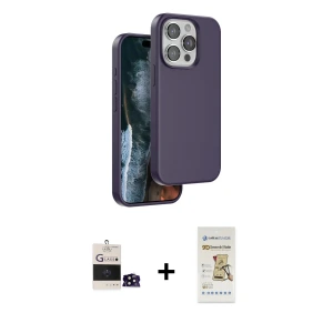 ieg™ iPhone 14 Pro Max Kılıf Kıvılcım Çizgi Serisi - Siyah Mat Seramik Nano Ekran Koruyucu + Bilvis Titan Kamera Lens - SH