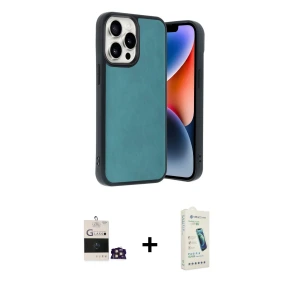 ieg™ iPhone 14 Pro Max Kılıf Kıvılcım Işık Serisi - Şeffaf Pasifik Cam Ekran Koruyucu + Bilvis Titan Kamera Lens - GD