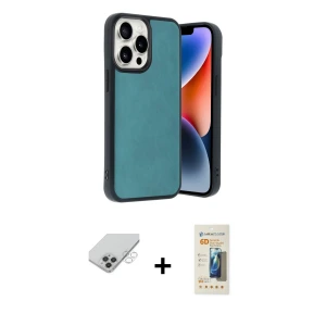 ieg™ iPhone 14 Pro Max Kılıf Kıvılcım Işık Serisi - Siyah 6D Mat Seramik Hayalet Nano Ekran Koruyucu + Band Metal Kamera Lens - GS