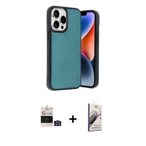 ieg™ iPhone 14 Pro Max Kılıf Kıvılcım Işık Serisi - Siyah Bilvis 3D Mat Cam Ekran Koruyucu + Bilvis Titan Kamera Lens - DNMR