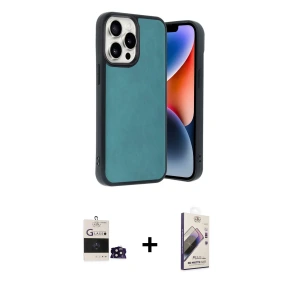 ieg™ iPhone 14 Pro Max Kılıf Kıvılcım Işık Serisi - Siyah Bilvis 3D Mat Cam Ekran Koruyucu + Bilvis Titan Kamera Lens - SH