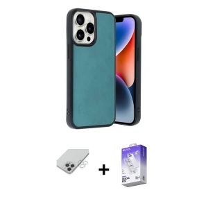 ieg™ iPhone 14 Pro Max Kılıf Kıvılcım Işık Serisi - Siyah Bilvis 5in1 3D Magic Cam Ekran Koruyucu + Band Metal Kamera Lens - GS