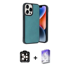ieg™ iPhone 14 Pro Max Kılıf Kıvılcım Işık Serisi - Siyah Bilvis 5in1 3D Magic Cam Ekran Koruyucu + PVD Metal Kamera Lens - TU