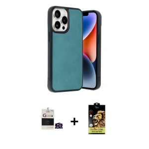 ieg™ iPhone 14 Pro Max Kılıf Kıvılcım Işık Serisi - Siyah Buffer Cam Ekran Koruyucu + Bilvis Titan Kamera Lens - DNMR