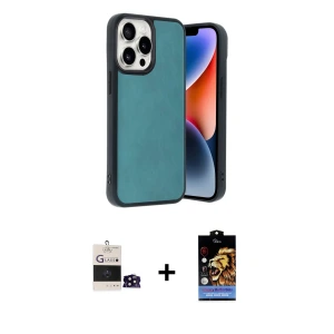 ieg™ iPhone 14 Pro Max Kılıf Kıvılcım Işık Serisi - Siyah Buffer Hayalet Cam Ekran Koruyucu + Bilvis Titan Kamera Lens - SH