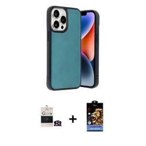 ieg™ iPhone 14 Pro Max Kılıf Kıvılcım Işık Serisi - Siyah Buffer Hayalet Cam Ekran Koruyucu + Bilvis Titan Kamera Lens - GD