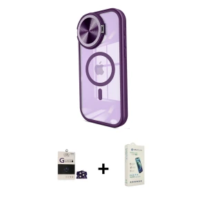 ieg™ iPhone 14 Pro Max Kılıf Kıvılcım Modern Koleksiyonu - Şeffaf Pasifik Cam Ekran Koruyucu + Bilvis Titan Kamera Lens - DNMR