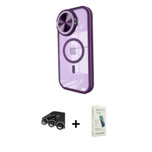 ieg™ iPhone 14 Pro Max Kılıf Kıvılcım Modern Koleksiyonu - Şeffaf Pasifik Cam Ekran Koruyucu + Raze Metal Kamera Lens - GS