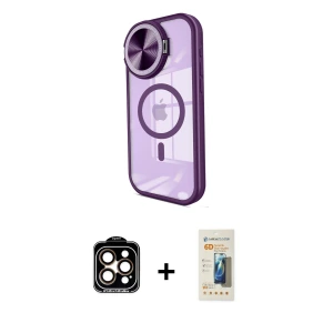 ieg™ iPhone 14 Pro Max Kılıf Kıvılcım Modern Koleksiyonu - Siyah 6D Mat Seramik Hayalet Nano Ekran Koruyucu + PVD Metal Kamera Lens - TU