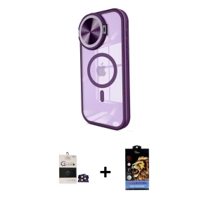 ieg™ iPhone 14 Pro Max Kılıf Kıvılcım Modern Koleksiyonu - Siyah Buffer Hayalet Cam Ekran Koruyucu + Bilvis Titan Kamera Lens - GD