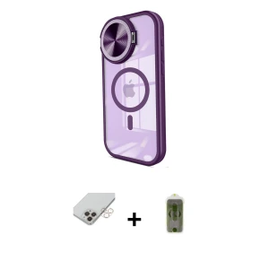 ieg™ iPhone 14 Pro Max Kılıf Kıvılcım Modern Koleksiyonu - Siyah Joko Magic 5D Hayalet Cam + Band Metal Kamera Lens - GD