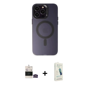 ieg™ iPhone 14 Pro Max Kılıf Kozmos Çizgi Prime - Şeffaf Pasifik Cam Ekran Koruyucu + Bilvis Titan Kamera Lens - GD