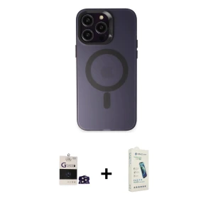 ieg™ iPhone 14 Pro Max Kılıf Kozmos Çizgi Prime - Şeffaf Pasifik Cam Ekran Koruyucu + Bilvis Titan Kamera Lens - DNMR