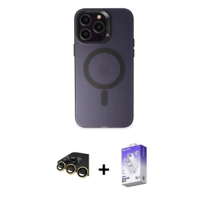 ieg™ iPhone 14 Pro Max Kılıf Kozmos Çizgi Prime - Siyah Bilvis 5in1 3D Magic Cam Ekran Koruyucu + Raze Metal Kamera Lens - GD